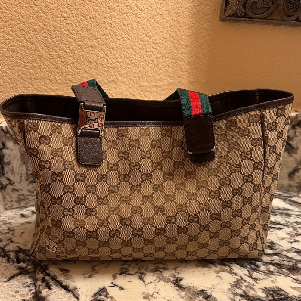 Gucci Vintage Beige Monogram Tote
